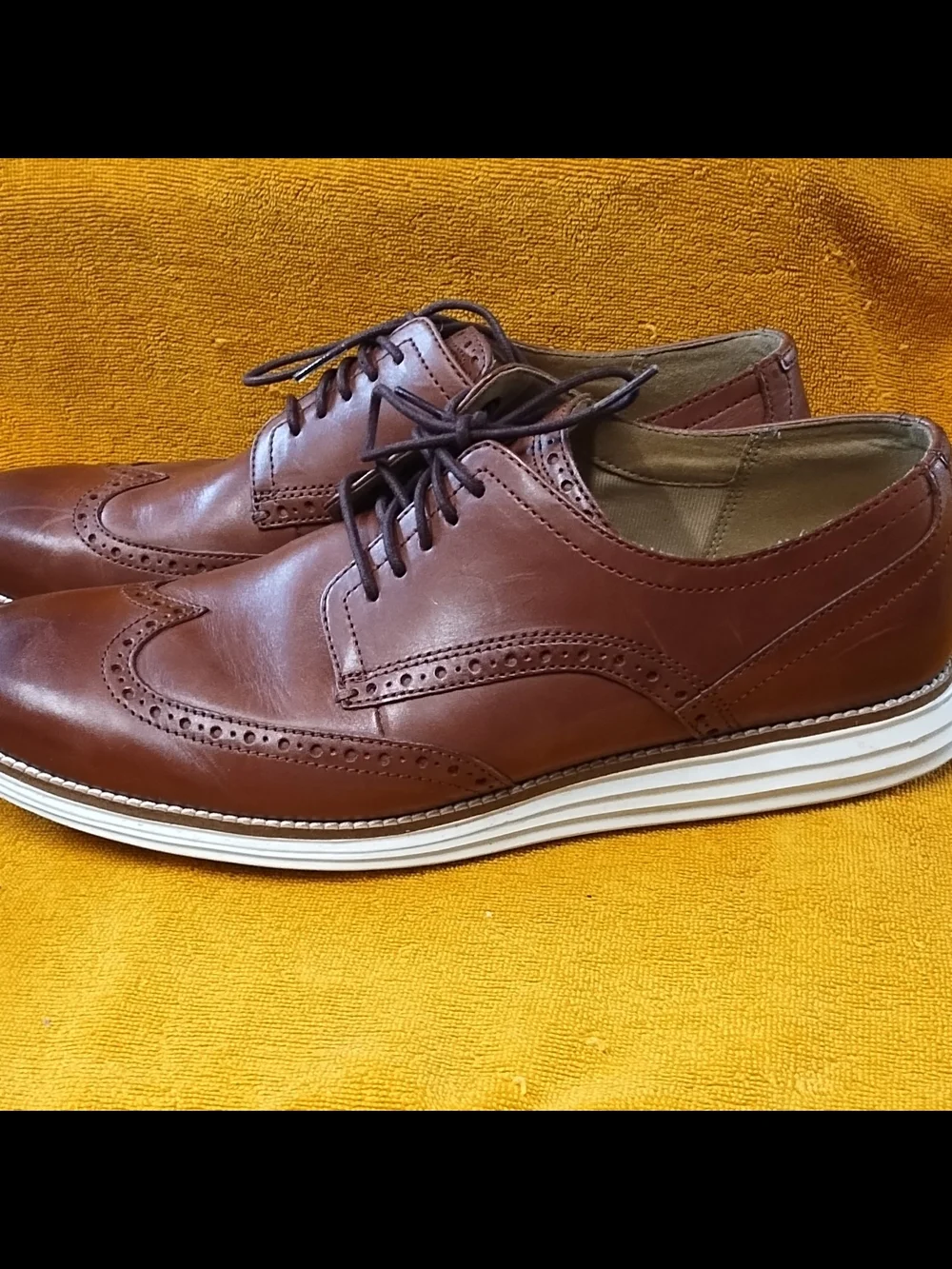 Cole Haan  Brown Leather Lace-Up Slip-On Loafer